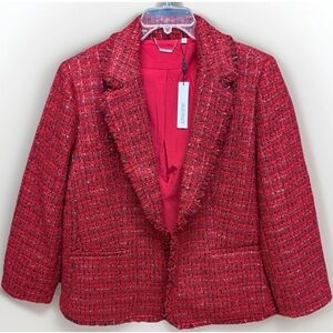Chico’s Red Tweed Sequins Blazer/Jacket #5536